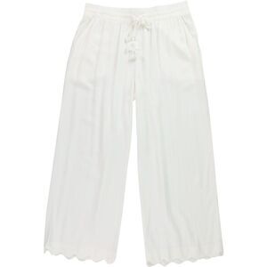 P.J. Salvage Womens Crop Scalloped Hem Pajama Lounge Pants, ivory, S